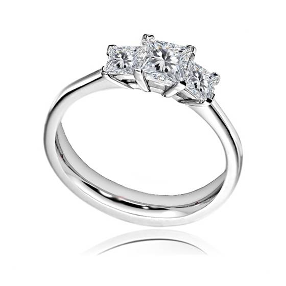 0.70ct SI/F-G Princess Diamond Trilogy Ring