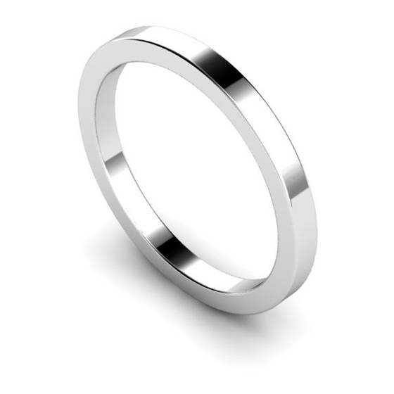 Flat Wedding Ring - 2mm width, Medium depth