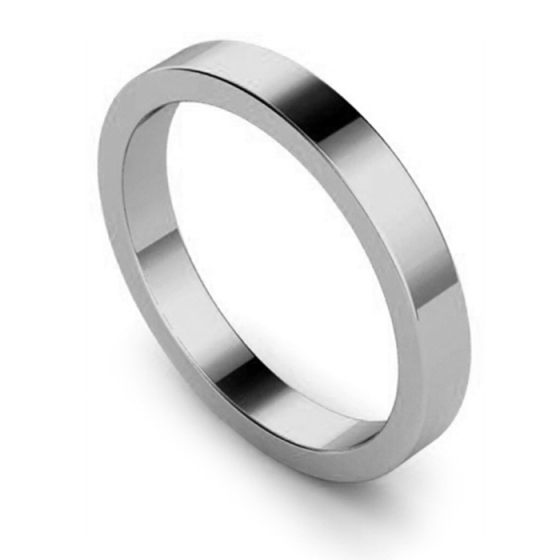 Flat Wedding Ring - 3mm width, Medium depth