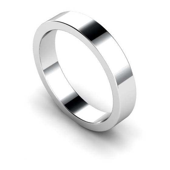 Flat Wedding Ring - 4mm width, Medium depth