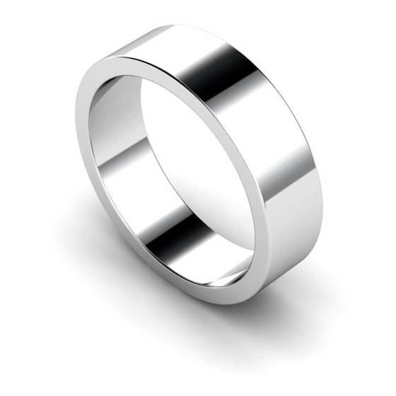 Flat Wedding Ring - 6mm width, Medium depth