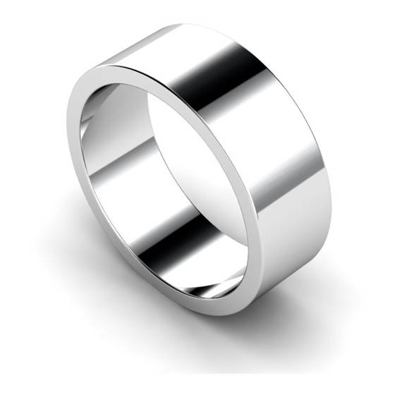 Flat Wedding Ring - 8mm width, Medium depth