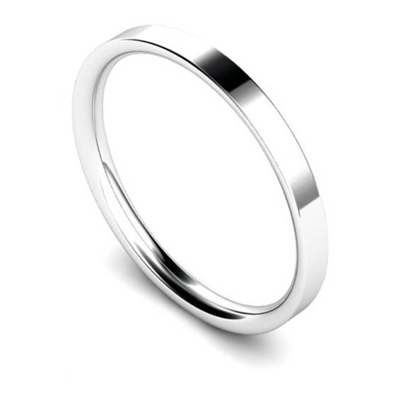 Flat Court Wedding Ring - 2mm width, Thin depth