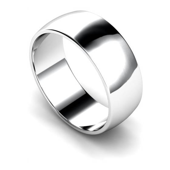 D Shape Wedding Ring - Lightweight, 8mm width