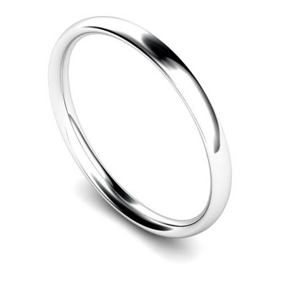 2mm Court Shaped Wedding Ring, 9k White, Size J1/2