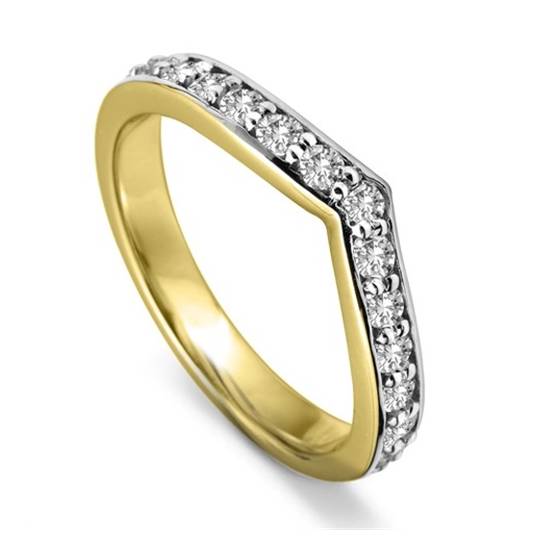 0.52ct VS/E-F Round Diamond Set Shaped Wedding Ring