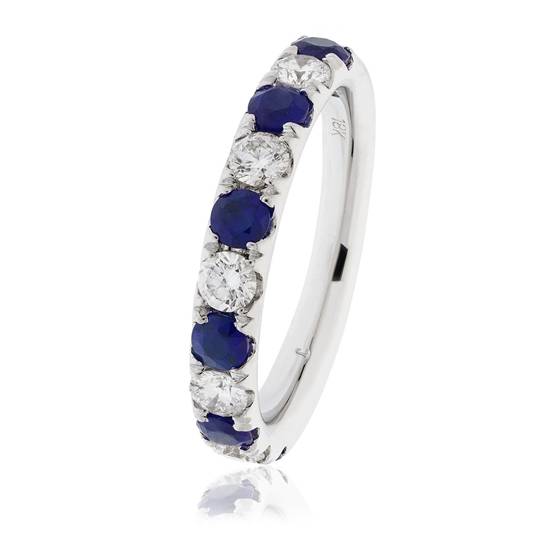 0.80ct SI/FG Blue Sapphire and Diamond Eternity Ring