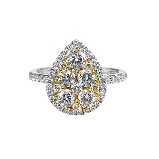 1.31ct VVS/FY Fancy Yellow Pear Shaped Halo Cluster Diamond Ring