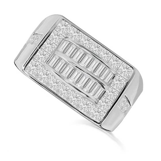 1.51ct VS/E-F Princess and Baguette Diamond Mens Ring