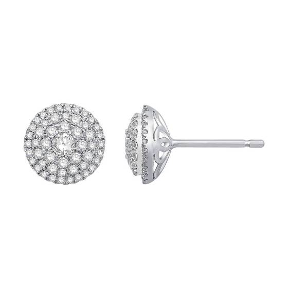 0.66ct VS/F-G Round Diamond Cluster Earrings