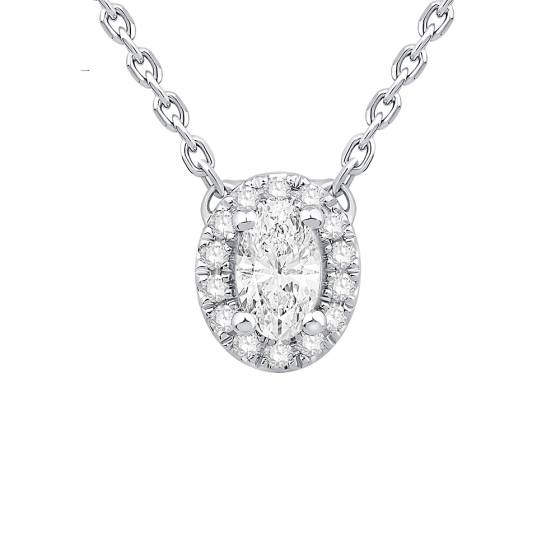 0.26ct VS/F-G Oval Diamond Halo Pendant