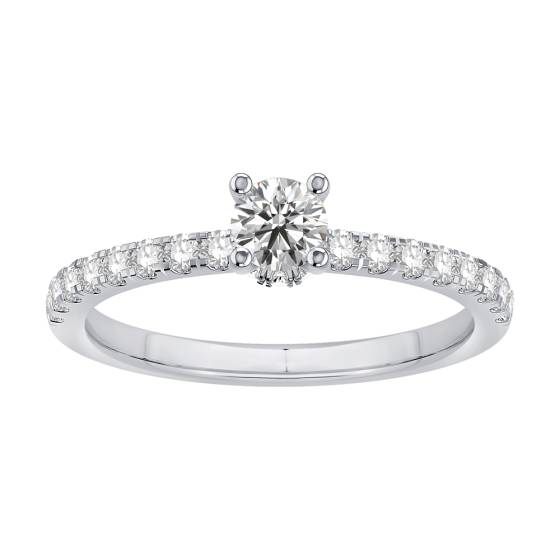 0.58ct VS/F-G Round Diamond Shoulder Set Engagement Ring