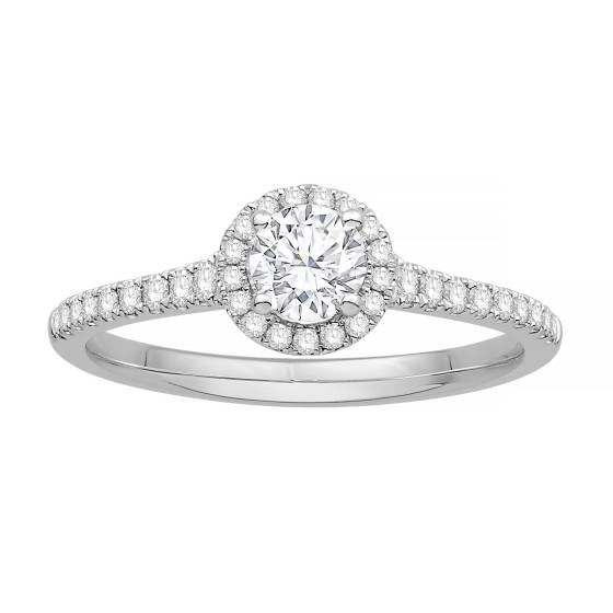 0.60ct VS/F-G Round Diamond Shoulder Set Engagement Ring