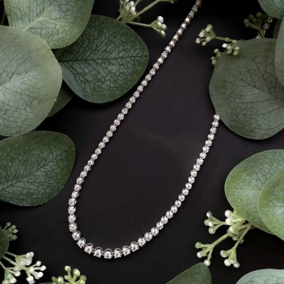 12.15ct SI/G-H Round Diamond Tennis Necklace