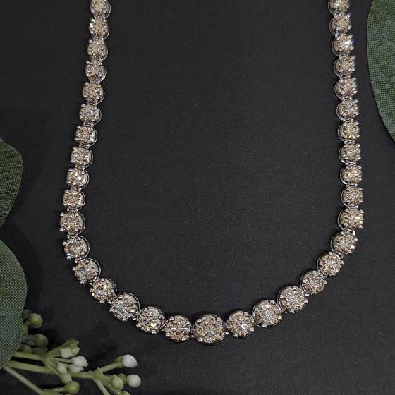 16.12ct VS/G-H Round Diamond Tennis Necklace