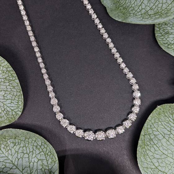 8.64ct SI/G-H Round Diamond Tennis Necklace