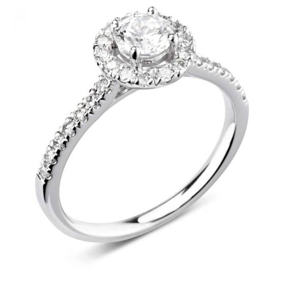 1.20ct SI2/F Round Diamond Halo Shoulder Set