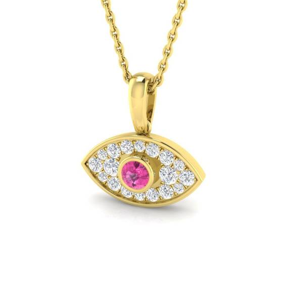 0.37ct SI2/G Round cut Pink Sapphire Gemstone Pendant in 9k Yellow Gold