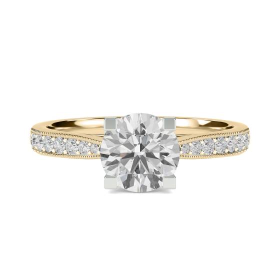 1.00ct SI2/F Milgrain Round Shoulder Set Diamond Engagement Ring