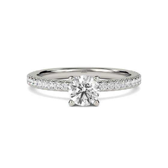 0.95ct SI1/G Round Diamond Shoulder Set Ring With Matching Band