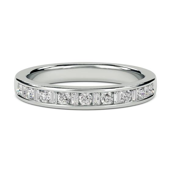 0.33ct VS/E-F Round and Baguette Diamond Eternity Ring