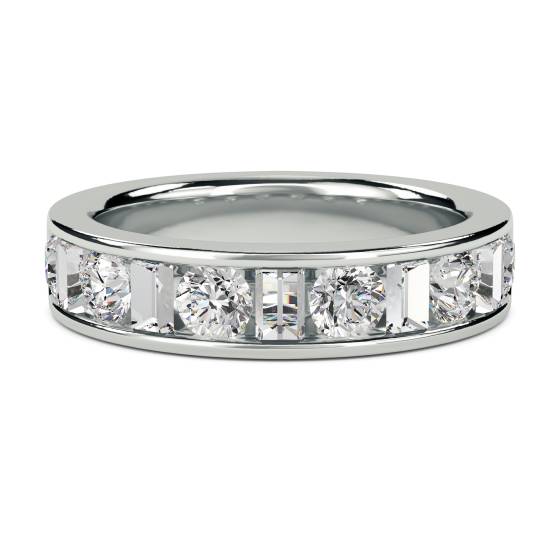 1.03ct VS/E-F Round and Baguette Diamond Eternity Ring