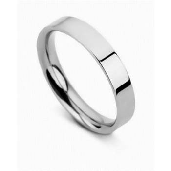 Flat Court Wedding Ring - 4mm width, Thin depth