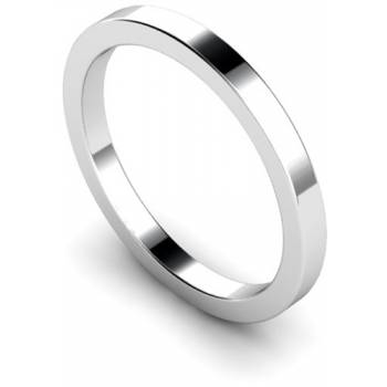 Flat Wedding Ring - 2mm width, Medium depth