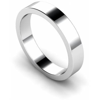 Flat Wedding Ring - 4mm width, Medium depth