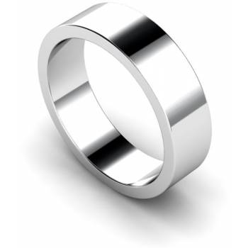 Flat Wedding Ring - 6mm width, Medium depth