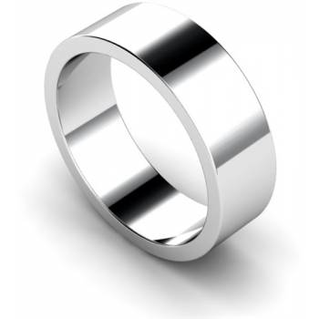 Flat Wedding Ring - 7mm width, Medium depth