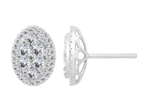 1.00ct VS/EF Round Diamond Cluster Earrings W