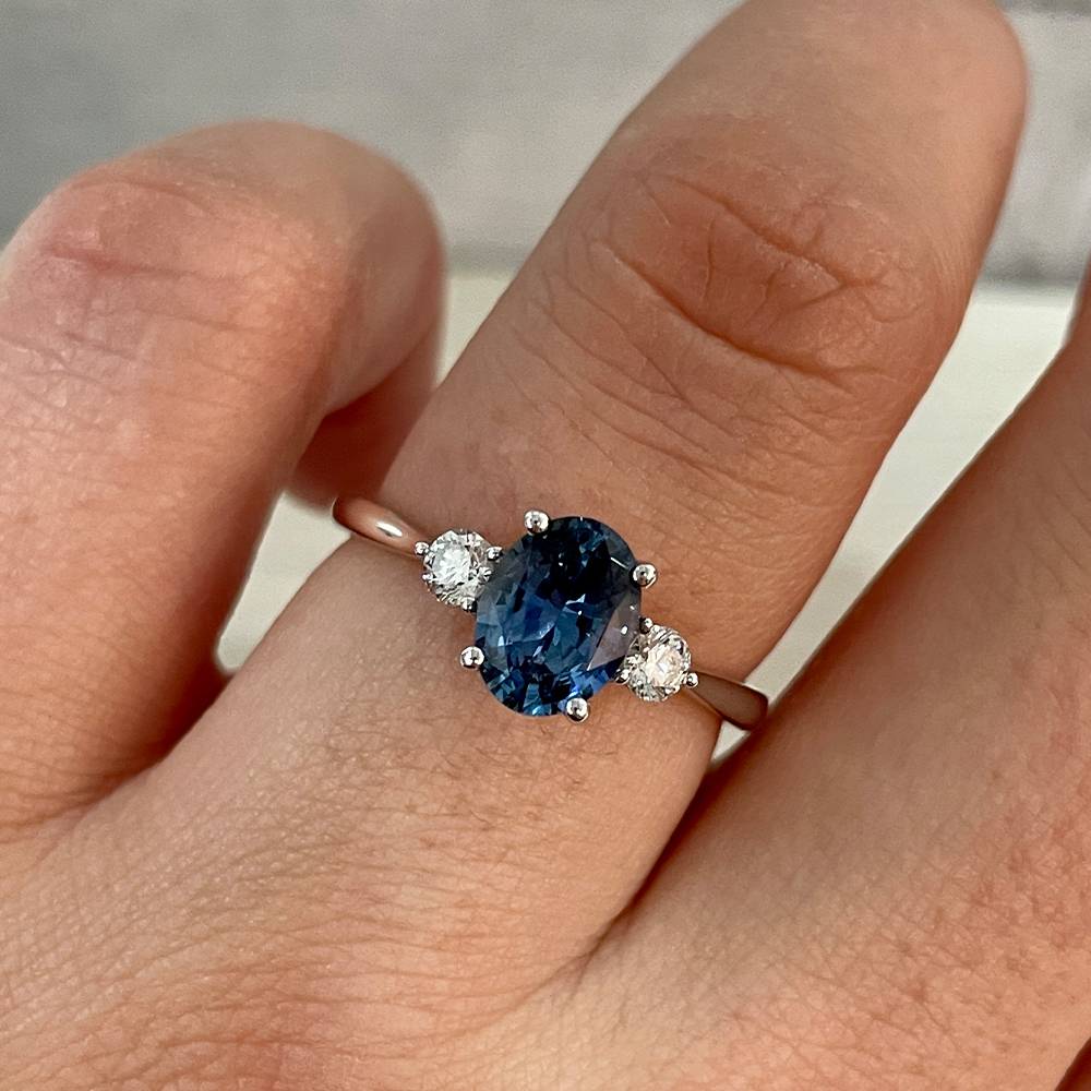 Blue Sapphire & Diamond Trilogy Ring P