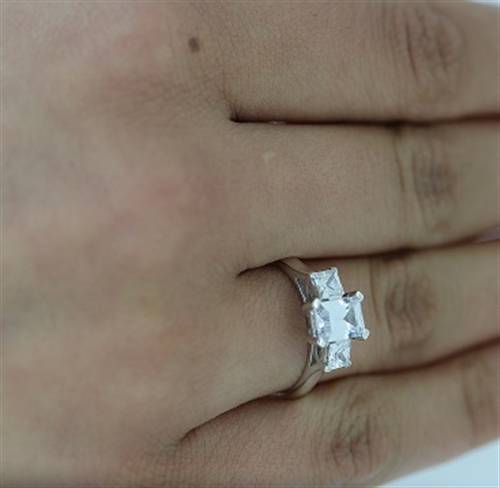 Classic Emerald & Princess Diamond Trilogy Ring Image