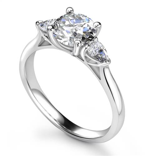 Elegant Round & Pear Diamond Trilogy Ring W