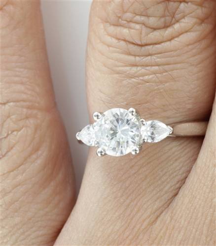 Elegant Round & Pear Diamond Trilogy Ring W