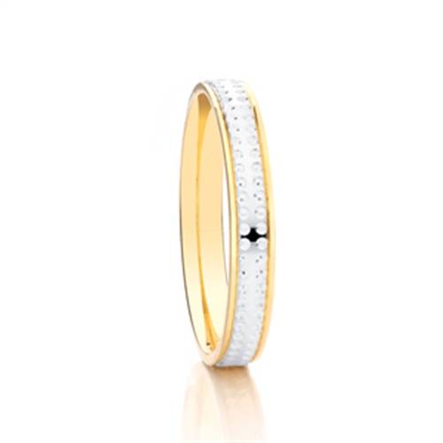 3mm Two Tone Patterned Wedding Ring Y