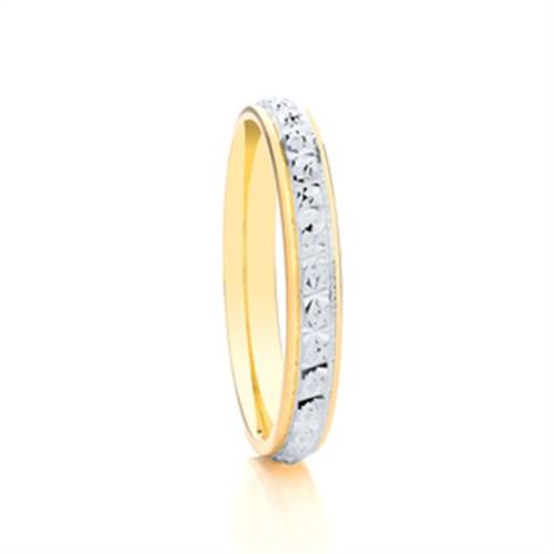 3mm Two Tone Patterned Wedding Ring P