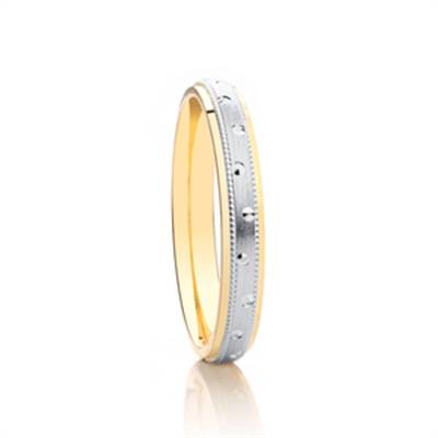 3mm Two Tone Patterned Wedding Ring Image