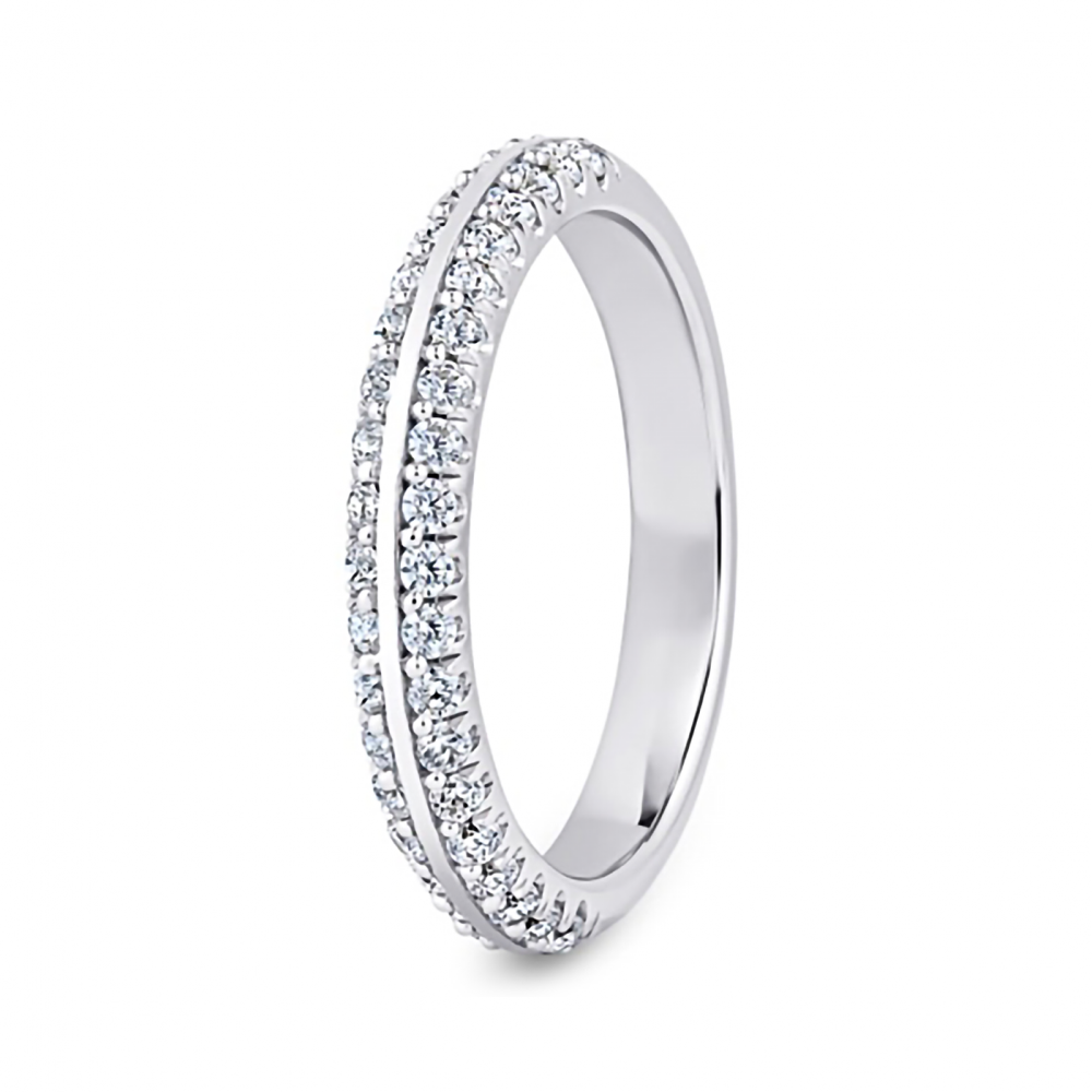 Double Row Round Brilliant Cut Knife Edge Half Eternity Ring W