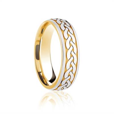 6mm Two Tone Patterned Wedding Ring Image