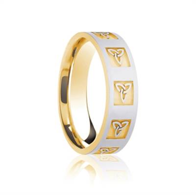6mm Two Tone Patterned Wedding Ring Image