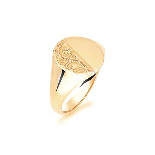 Gents Oval Patterned Signet Ring