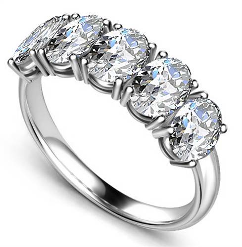 5 Stone Oval Diamond Half Eternity Ring W