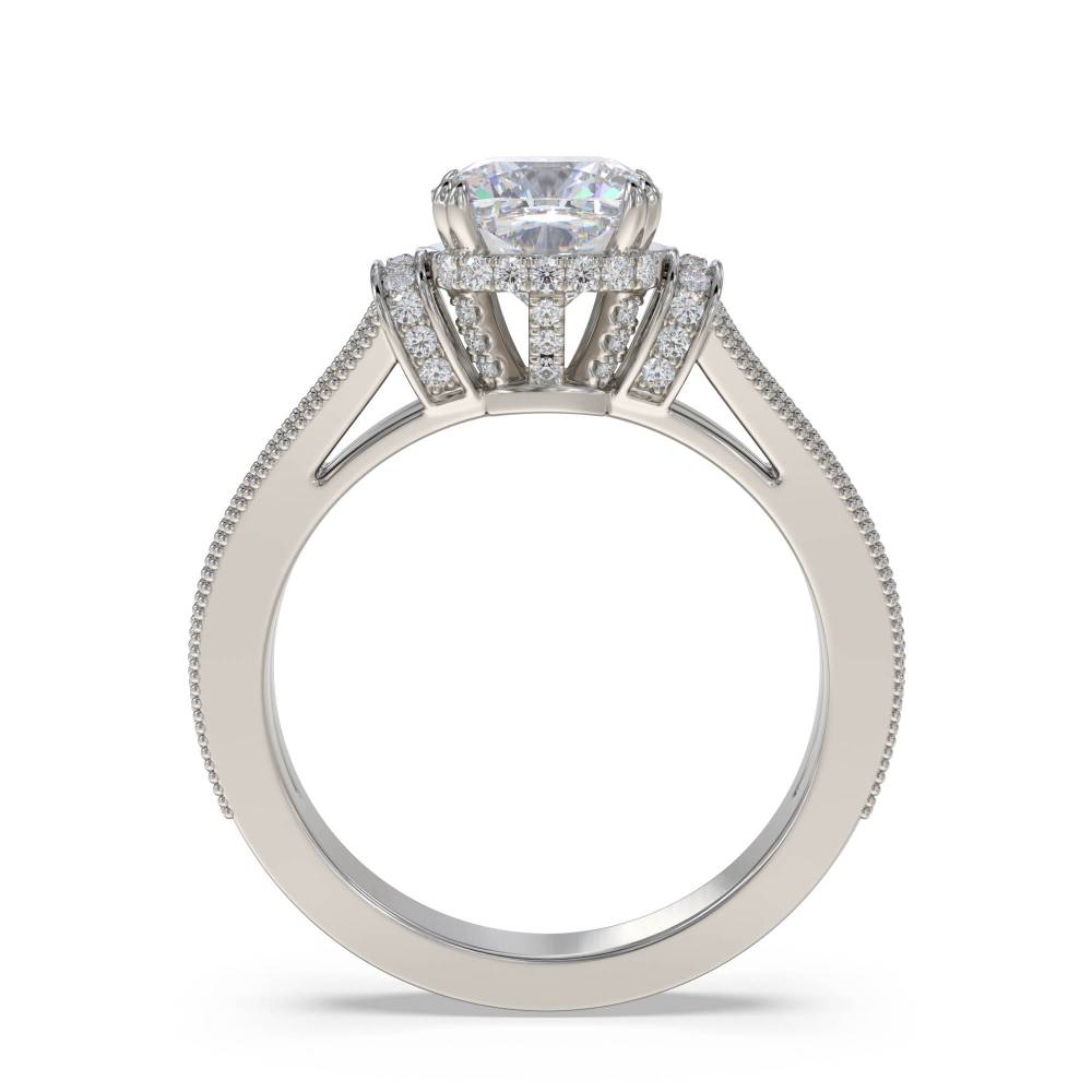 Ribbon Cushion Diamond Vintage Ring set in Platinum