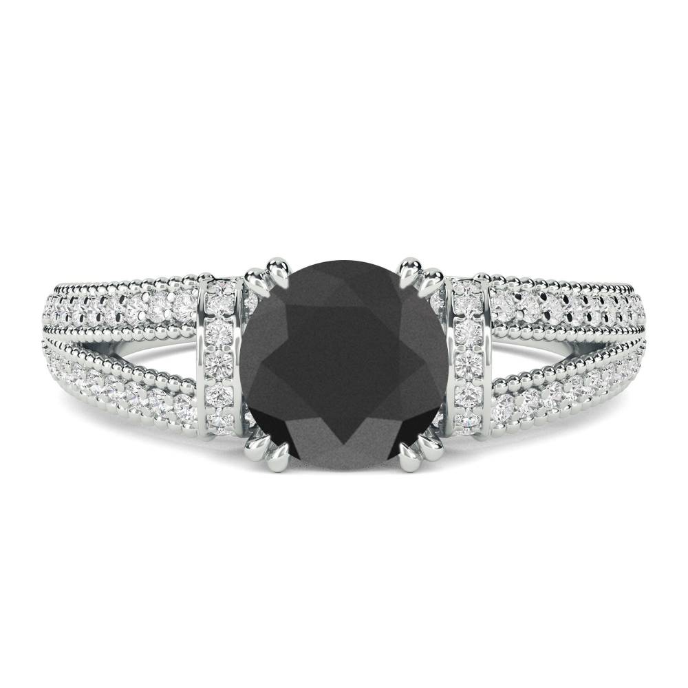 Black Diamond Shoulder Set Ring P