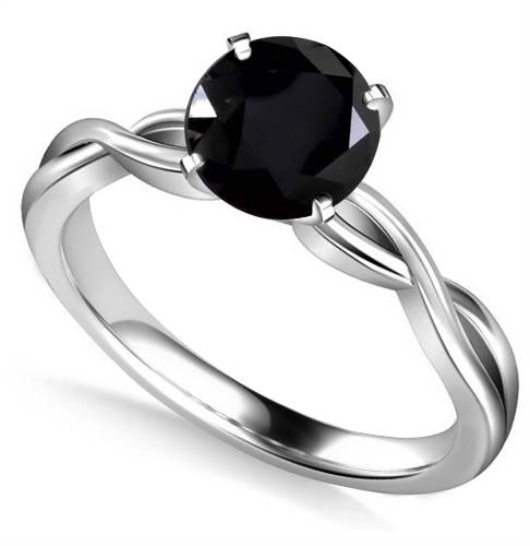 Round Black Diamond Solitaire Ring P