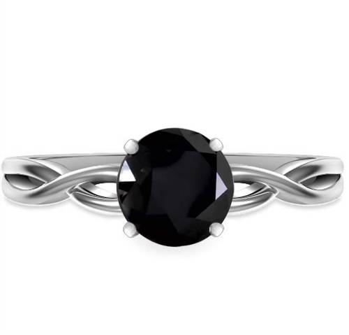 Round Black Diamond Solitaire Ring P