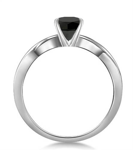 Round Black Diamond Solitaire Ring P