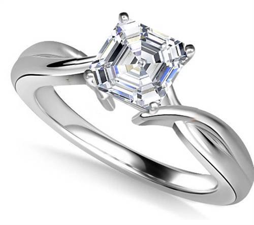 Modern Intertwined Asscher Diamond Engagement Ring Image